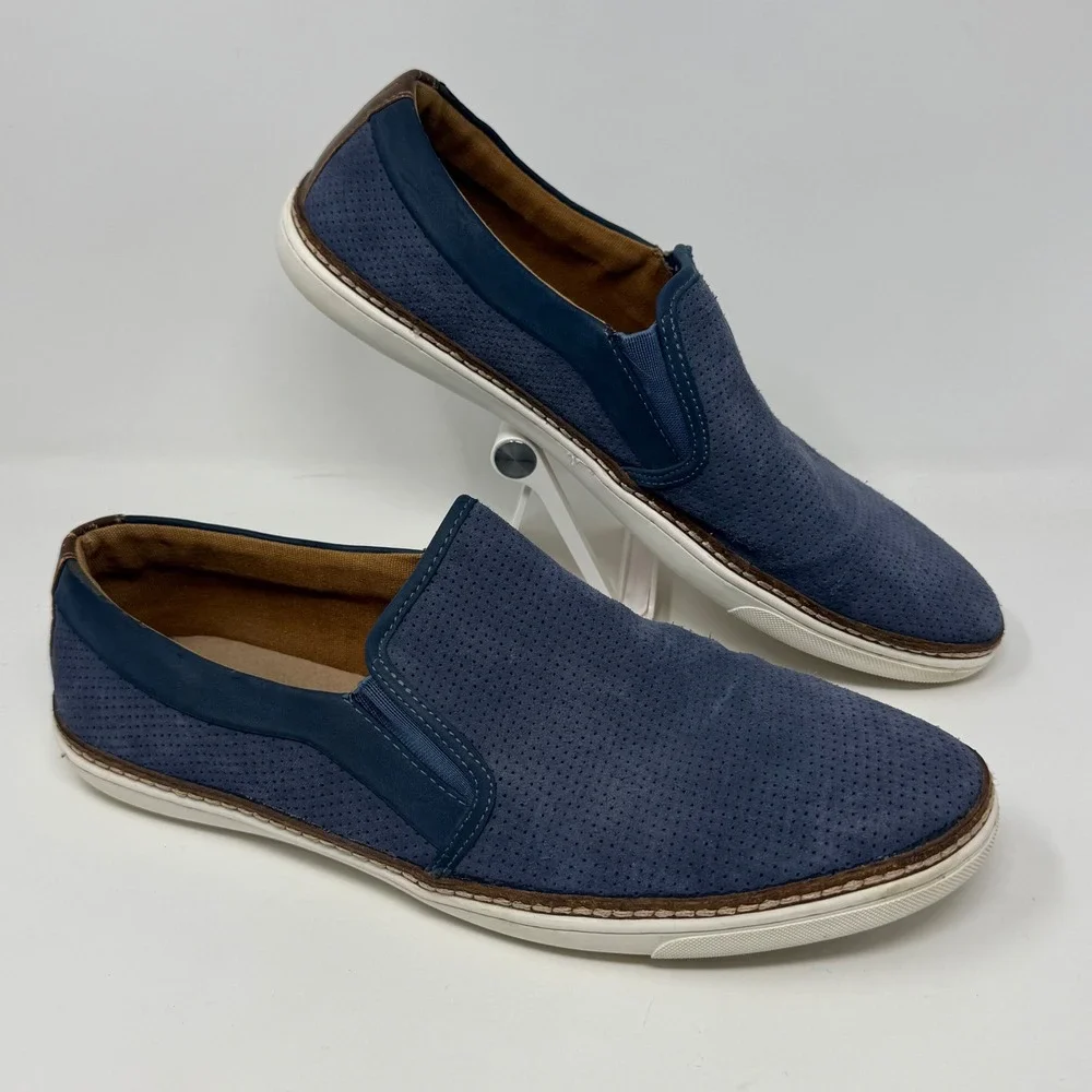Steve Madden Ferrow Mens Navy Blue Perforated Suede Slip On Sneakers Size 10.5 M